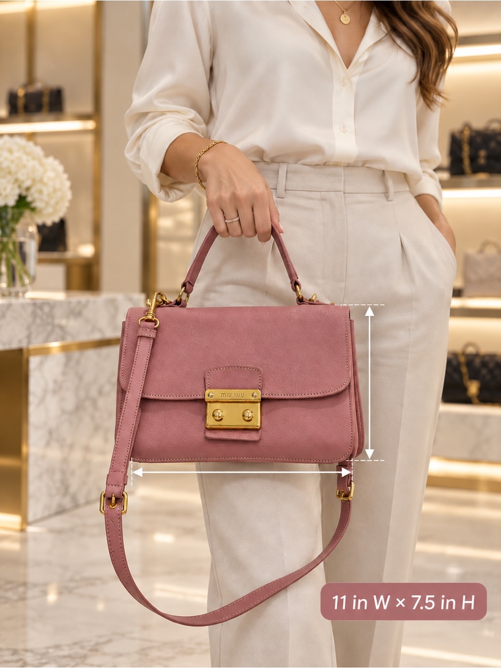 Authentic Miu Miu Pink Leather Top Handle Satchel Handbag e certificate